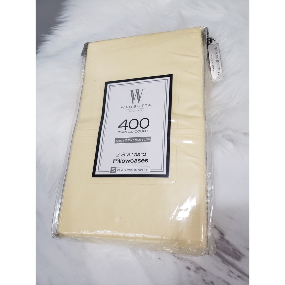 BUTTER YELLOW Wamsutta 400 Thread Count 100% Cotton 2 Standard Pillowcases Solid